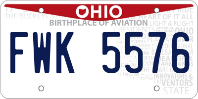 OH license plate FWK5576