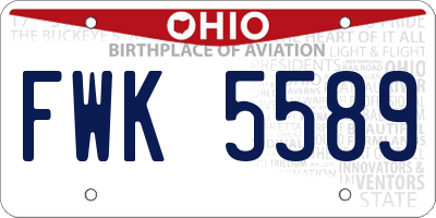 OH license plate FWK5589