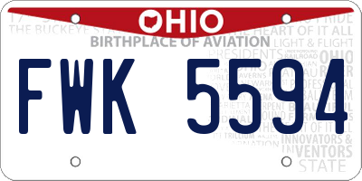 OH license plate FWK5594