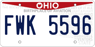 OH license plate FWK5596