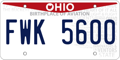 OH license plate FWK5600