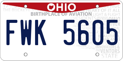 OH license plate FWK5605