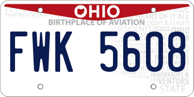 OH license plate FWK5608