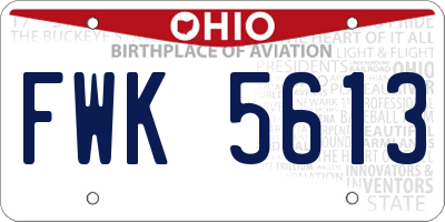 OH license plate FWK5613