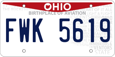 OH license plate FWK5619
