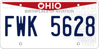 OH license plate FWK5628