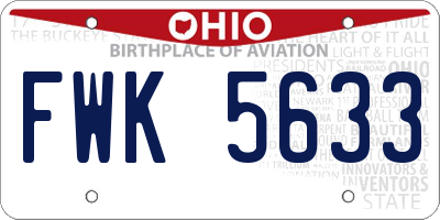 OH license plate FWK5633
