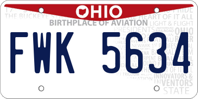 OH license plate FWK5634