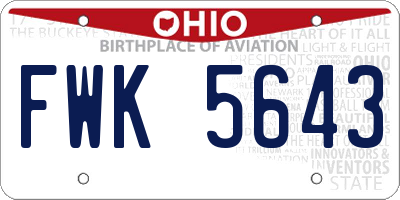 OH license plate FWK5643