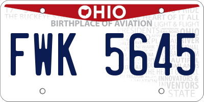 OH license plate FWK5645