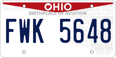 OH license plate FWK5648