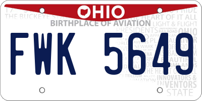 OH license plate FWK5649