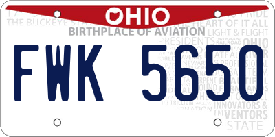 OH license plate FWK5650