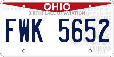 OH license plate FWK5652