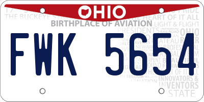 OH license plate FWK5654