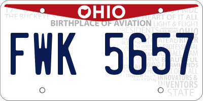 OH license plate FWK5657