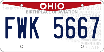 OH license plate FWK5667