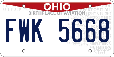 OH license plate FWK5668