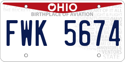 OH license plate FWK5674