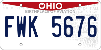 OH license plate FWK5676