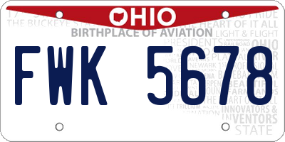 OH license plate FWK5678