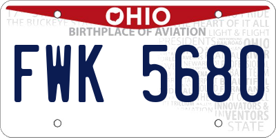 OH license plate FWK5680
