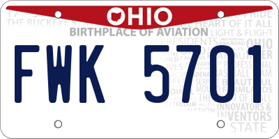 OH license plate FWK5701