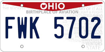 OH license plate FWK5702