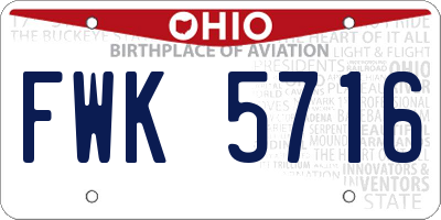 OH license plate FWK5716