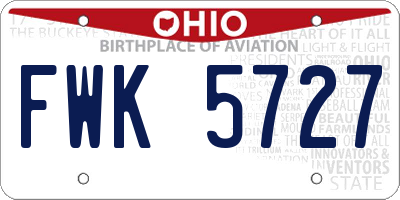 OH license plate FWK5727
