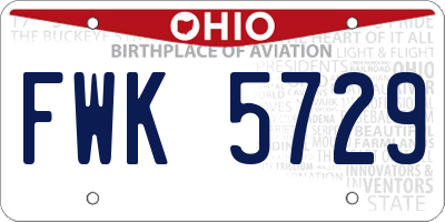 OH license plate FWK5729