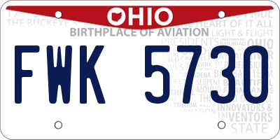 OH license plate FWK5730