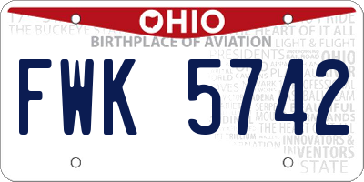 OH license plate FWK5742