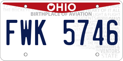 OH license plate FWK5746