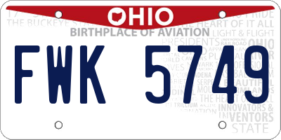 OH license plate FWK5749