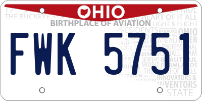 OH license plate FWK5751
