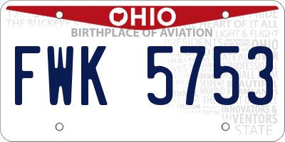OH license plate FWK5753