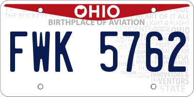 OH license plate FWK5762