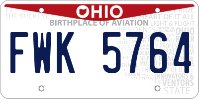 OH license plate FWK5764