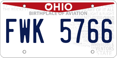 OH license plate FWK5766
