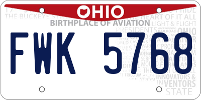 OH license plate FWK5768