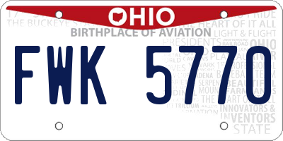 OH license plate FWK5770
