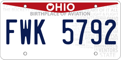 OH license plate FWK5792