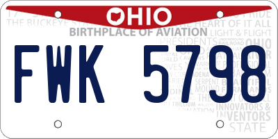 OH license plate FWK5798