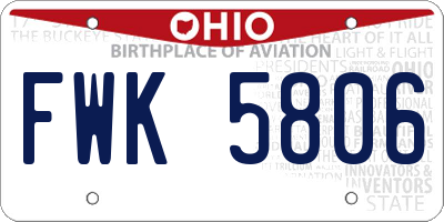 OH license plate FWK5806