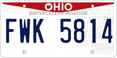 OH license plate FWK5814