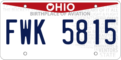 OH license plate FWK5815
