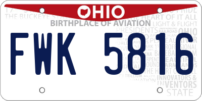 OH license plate FWK5816