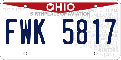 OH license plate FWK5817