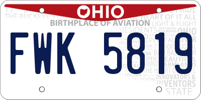 OH license plate FWK5819